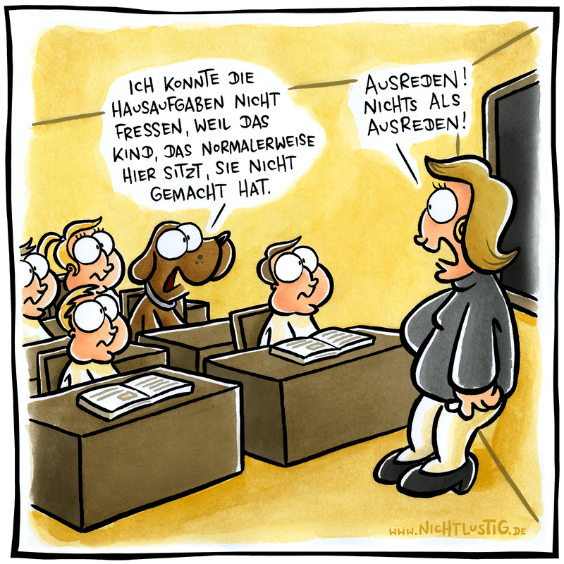 NICHTLUSTIG-Cartoon: HAUSAUFGABEN