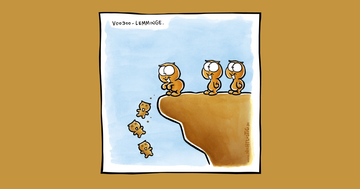 NICHTLUSTIG-Cartoon: VOODOO LEMMINGE